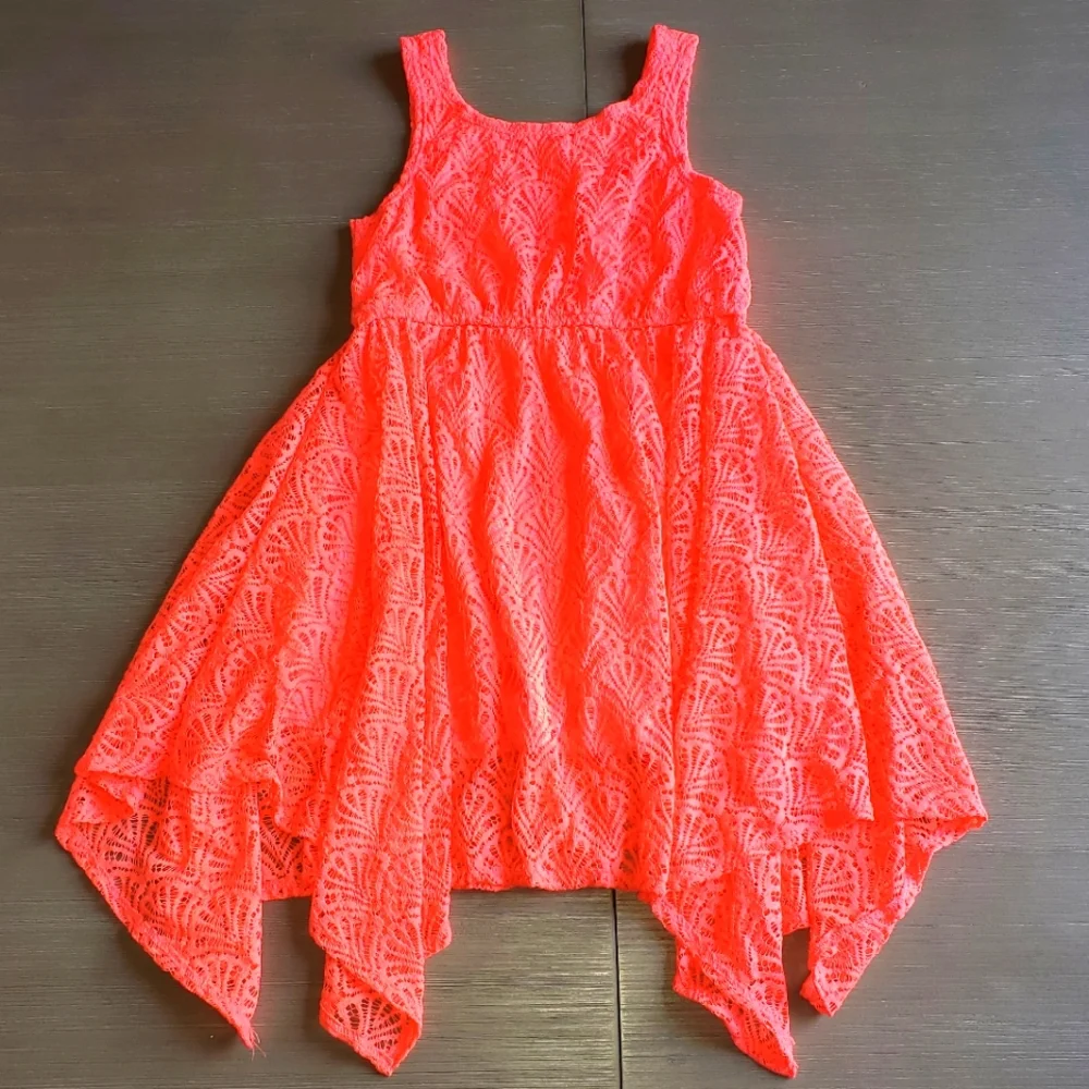 Coral color dress, size 8/10, Like new